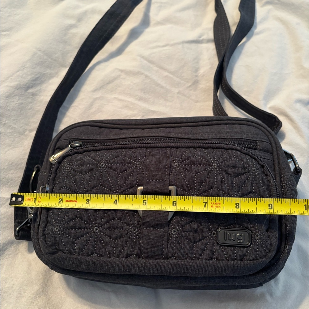 Lug Quilted Charcoal Gray Quilted Crossbody Bag - Picture 7 of 7